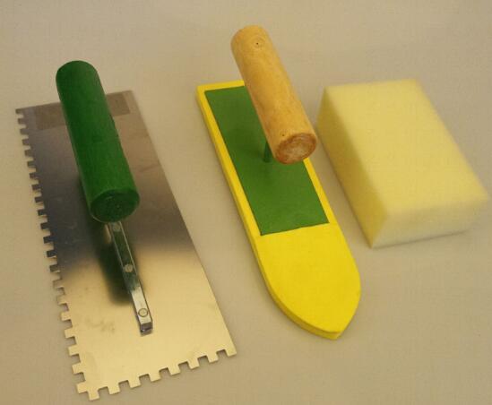 3PCS/SET Mosaic Special Tile Construction Tool Wooden Handle Plaster Knife Adhesive Scraper Caulking Tool Sponge Shovel For Wall and Floor