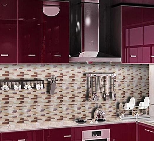 Beige color Kitchenroom backsplash glass mosaic tiles wall mounted mesh mosaics strip chips 12x12inch