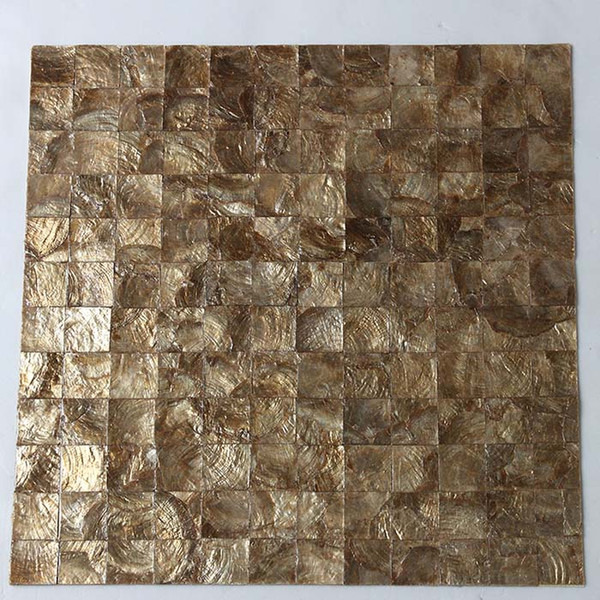 [FREE SHIPPING] 100% Capiz shell mosaic tile, 25 x 25mm natural color square pattern, background, furniture decoration#L033