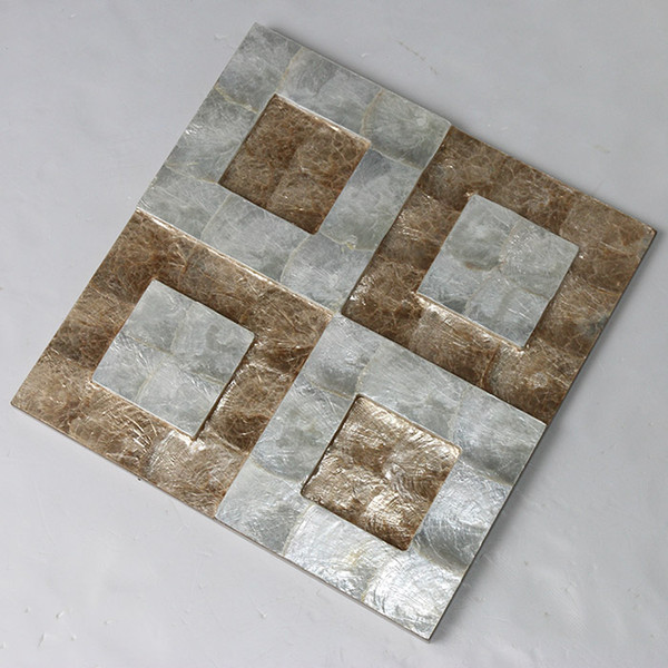 Capiz shell tile, natural golden & white color, 3D pattern for background tile mother of pear mosaic tile#L014