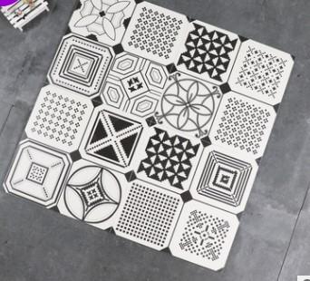 Nordic simple black and white tiles 300 * 300 living room toilet art Floret tiles geometric figures vintage tiles