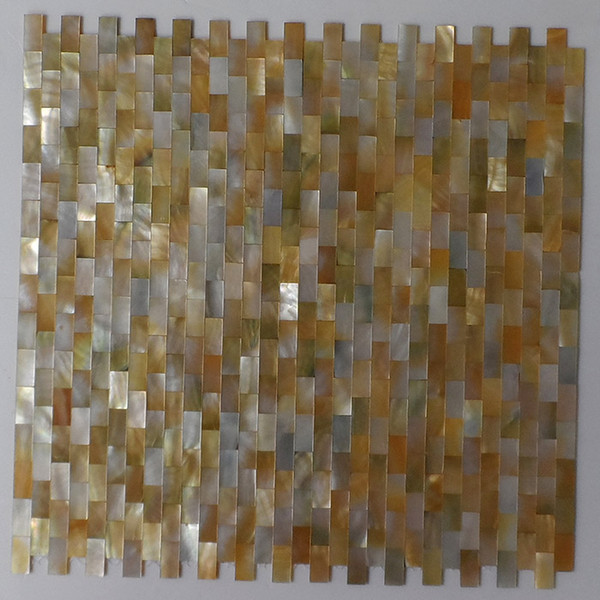 Natural color 10mm x 20mm Brick Pattern Yellowlip shell mosaic tile Mother Of Pearl shell mosaic #MS128