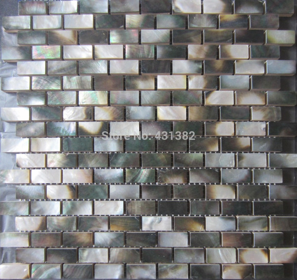 Mother of pearl Black tiles wholesale natural color shell wall mosaic tiles brick tile for interior decoration