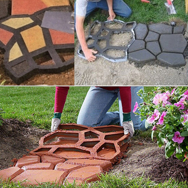 DIY Garden Path Maker PE Plastic Patio Decor Paving Mold Manually Paving Cement Brick Mold Free Shipping