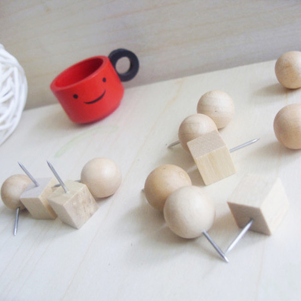 10PCS / Lot Wooden Ball Cube Design Wood Nail Hook Hanger - Wooden Nails - Home Decoration Free Shipping