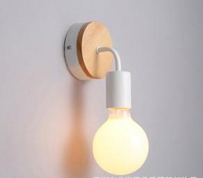 Iron corridor bedroom bedside creative wall lamp led simple solid wood small wall lamp