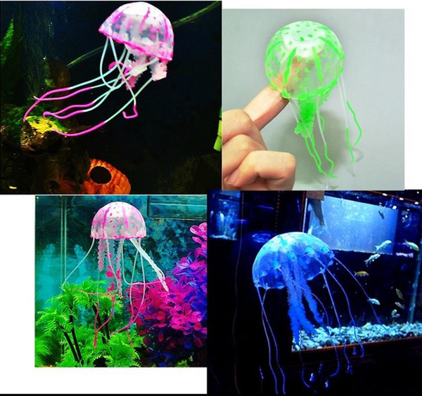 Glowing Artificial Vivid Jellyfish Silicone Fish Tank Decor Aquarium Decoration Ornament 3 months warranty