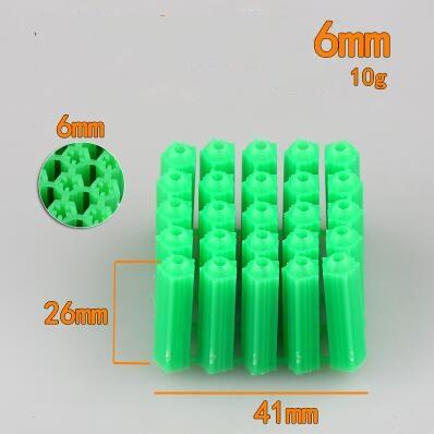 Green plastic expansion pipe plug expansion plug M6M8 wall plug rubber expansion pipe adhesive bolt particle 100 capsules / package free mai