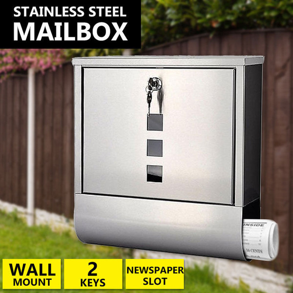 Mail Box Wall Mount Stainless Steel Post Newspaper Letterbox Letter Mailbox