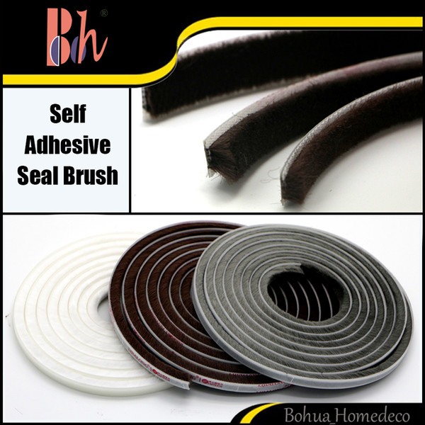 5M Self Adhesive Home Doors Windows Sealing Tape Brush Pile Weatherstripping Draught Excluder Weather Seal Strip Tape 9x5mm 9x9mm 15x5mm