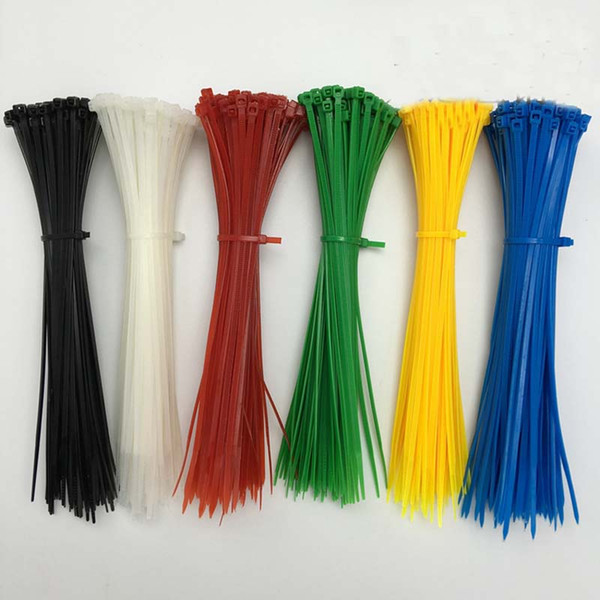 100pcs SGS Color 200mm Nylon PA66 Self-Locking Cable Ties Fire Rating 94V-2 Anti-corrosion Acid Insulation Strong Endurance Grafting