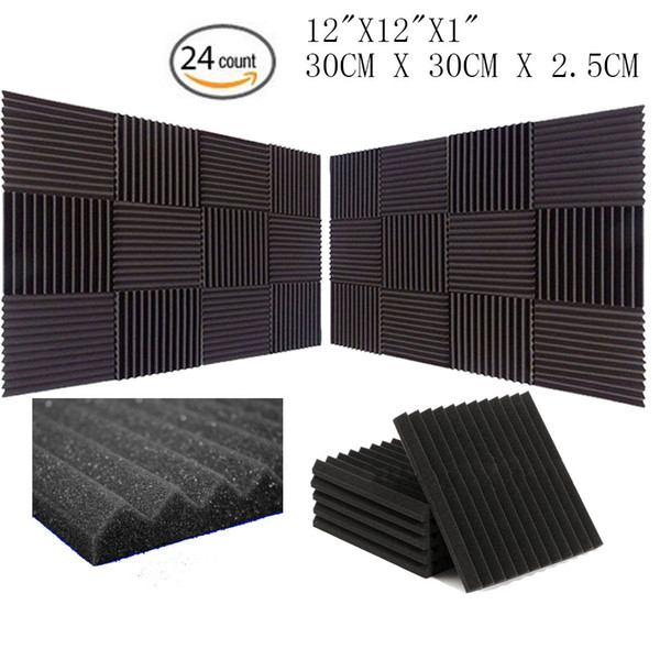 24 Pack Acoustic Wedge Studio Soundproofing Foam Wall Tiles 12