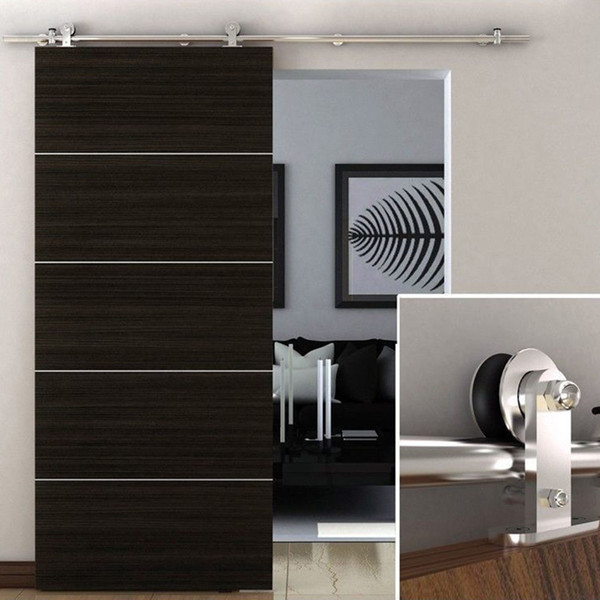 6.6 FT Modern Stainless Steel Sliding Barn Wood Door Closet Hardware Track Set