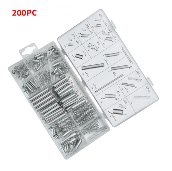 New 200PCS spring tension spring compression spring set 200 parts transparent pp plastic boxed 20 kinds of specifications a box