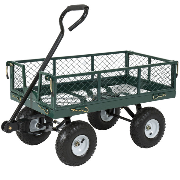 Best Choice Products Utility Cart Wagon Lawn Wheelbarrow Steel Trailer 400lbs