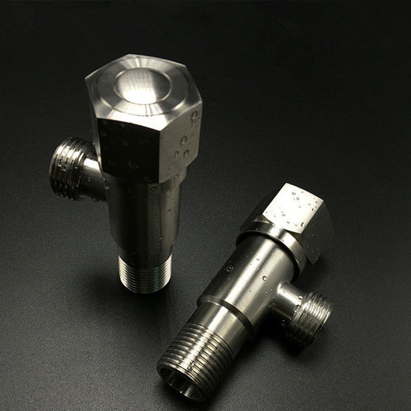 2 PCS Stainless Steel Angle Valve Filling Valves Brushed Finish Wall Mounted Thread G1/2 Inch Water Stop Valve