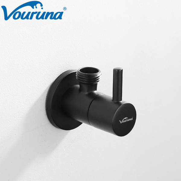 VOURUNA Round Solid Brass Blacken Water Stop Valve G1/2 Wholesale Angle Valves