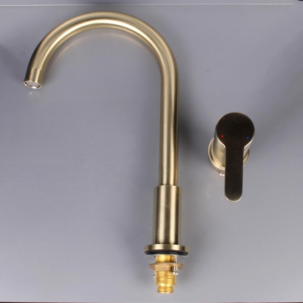 Brass faucetDrawing Gold Brass Bathroom Kitchen Fauce cold and hot water faucet Brass Nordic wall bathroom washbasin basin faucet