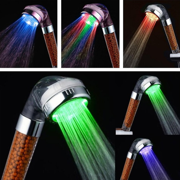 New LED Luminous Shower Small Sprinkler Temperature Control Discoloration Phototherapy Sprinkler LED Negative Ion Shower Head T7I207