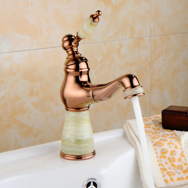 2019 New Rose Jade Draw Cool and Hot Water Faucet for Kitchen Bathroom Washbasin Lavatory Faucet