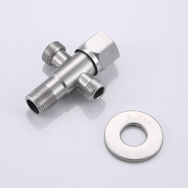 1 PC Wholesale Double Outlet SUS 304 Stainless Steel Angle Valve Kitchen Bathroom Accessories Water Heater Angle Valves AEI-399