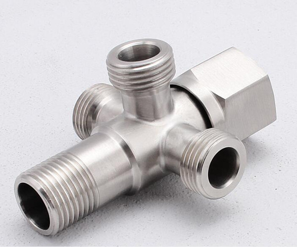 Stainless steel triangle valve, six angle wheel, one inlet and three outlet, toilet inlet valve, water stop valve, bathroom accessories, dir