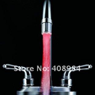 10pcs creative 3 Color LED Light Faucet Shower bathroom kitchenn Water stream Temperature Sensor Glow Shower basin Tap