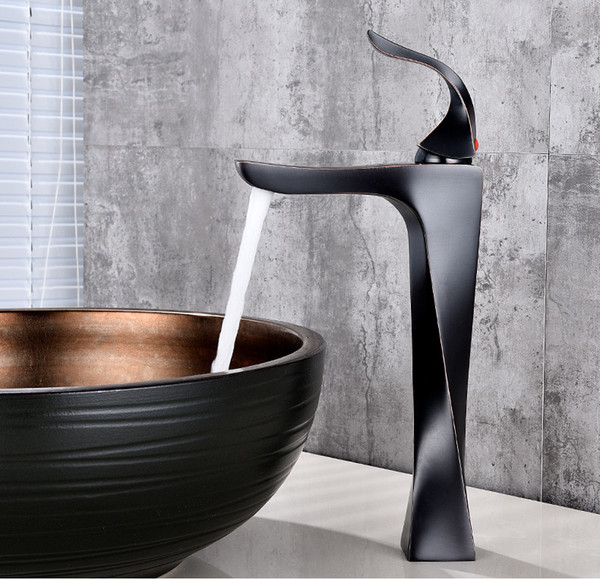 Black copper baking paint cold and hot water washbasin faucet single-hole bathroom basin faucet Basin faucet