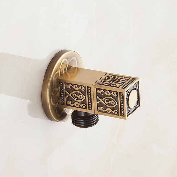 European Retro Square Angle Valves Bathroom Accessory Filling Valve Antique Carved Basin Sink Toilet Triangle Angle Valve