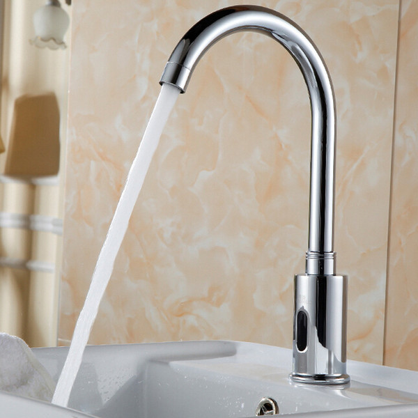 100%Brass Automatic Sensor Faucets Cold and Hot Water Mixer Sense Faucet Basin Hand Washer DC6V/AC110~220V A-CS001