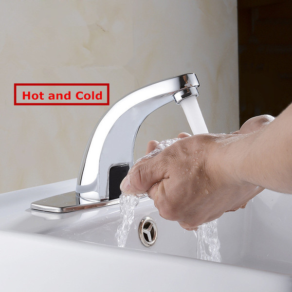 Hot & Cold Bathroom Automatic Touch Free Sensor Faucets water saving Inductive electric Water Tap mixer battery power