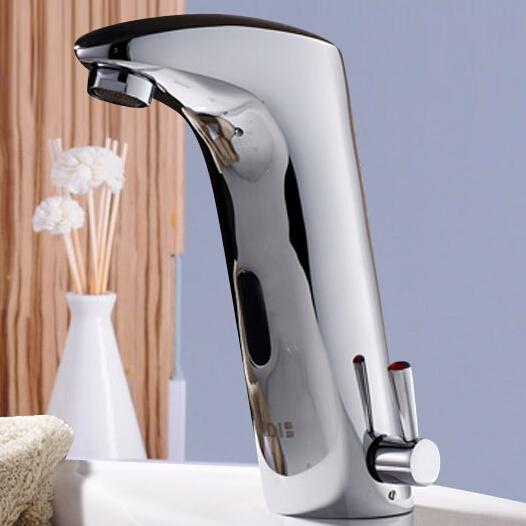 Brass Touch-Free Infrared Basin Tap Automatic Sensor Faucet,Sink Taps,Touchless Bathroom Sink Vessel Faucet, Chrome Finish A-LC004