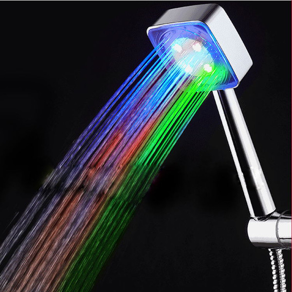 2016 New Two Type 7 Colors LED Water Shower Head and Temperature Sensor Bathroom shower head color box package