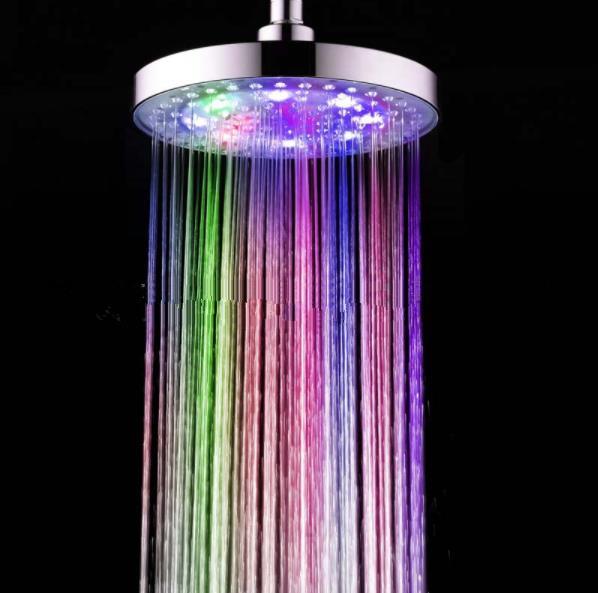 HIGH QUANLITY E-commerce 6 inch LED top spray 7 colors sprinkler temperature control Discoloration small top spray shower head J42