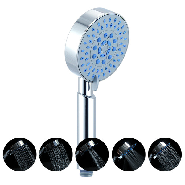 Handheld Shower high Quality Five Fuction Silica Gel Holes Shower Head Water Saving With Chrome Shower head Rainfall Round