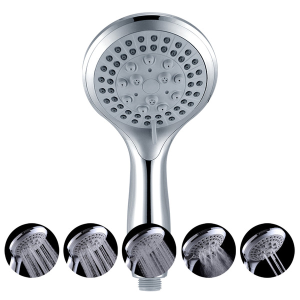 Shower head 5 modes ABS plastic Bathroom big panel round Chrome rain head Water saver Classic design G1/2 rain showerhead