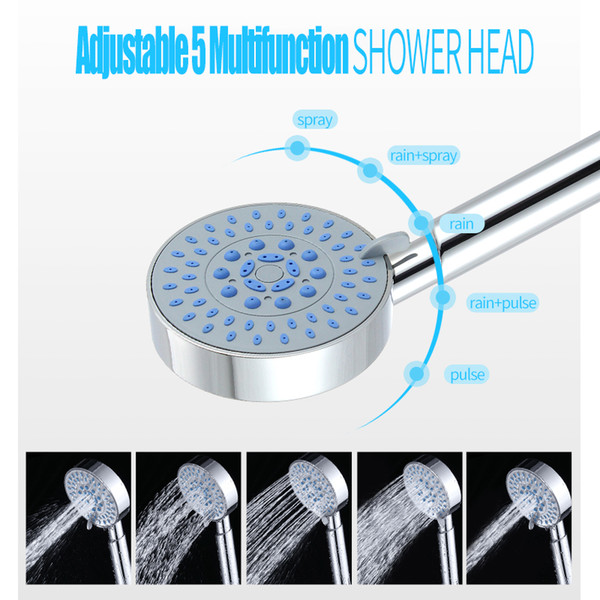 Handheld shower head Multi-Layered Electroplated Round ABS five Function shower nozzle Elegant SPA shower filter