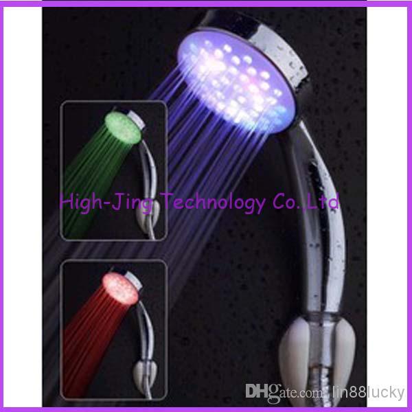 3 Color LED Light Shower Head Water Temperature control flashing bathroom shower heads LED 3 color change Bath shower heads no battery