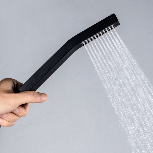 Bathroom Shower Rainfall Hand Hold Showerhead Brass Black Handheld Shower Chrome Finished Saving Water Showers Square