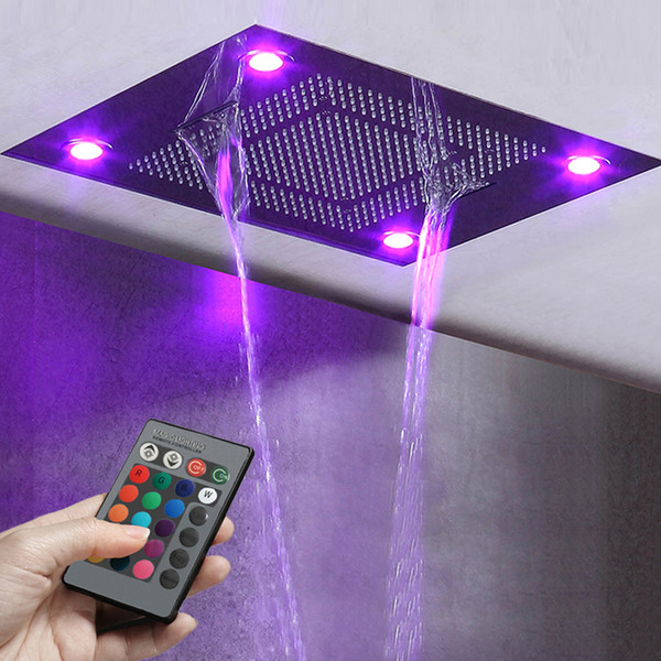 Bathroom Big LED Shower Heads Remote Control LED Light Showers Ceiling Embedded Rainfall,Waterfall and Water Curtain Showerhead