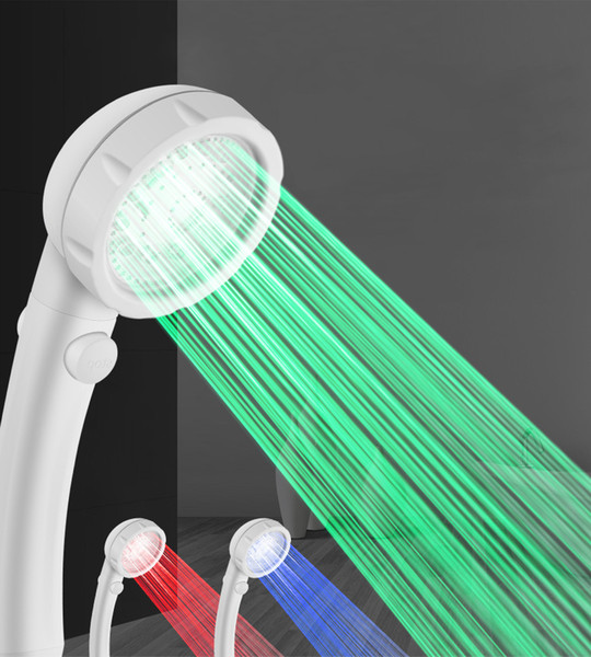 LED Multifunction Colorful Bathroom Shower Heads Adjustable Shower Heads Boost Water Speed Spontaneous Electric for Water Shower Bathroom