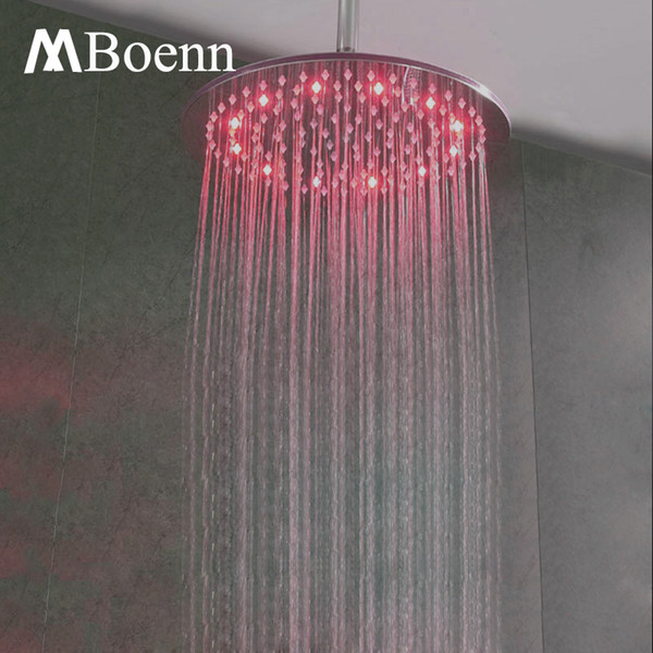 Ceiling Rain Shower Head Brushed Led 12 Inch 304 Stainless Steel Big Water Saving Rainfall Shower Heads 3 Colors Showers