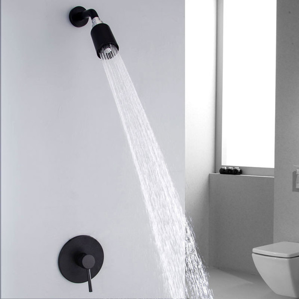 Bathroom Black Shower Set Wall Mounted 80mm Rainfall Shower Head 60mm Brass Mixer Tap Mixing Valve Water Column Showers