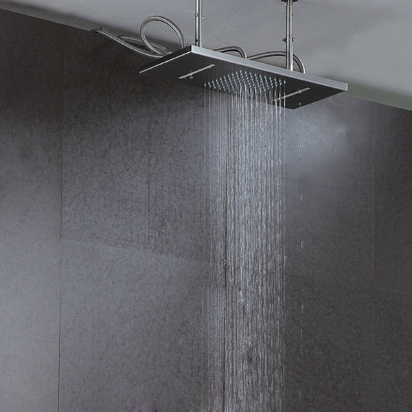 Bathroom Rainfall And Waterfall Shower 300*500mm Shower Heads Brushed Finished Ceiling Mounted Rain Showers With Shower Arms