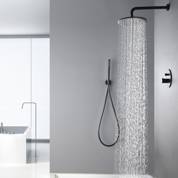 Ceiling Mounted 300mm Rainfall Showerhead Thermostatic 2 Handles Shower Faucet Set ORB Shower Head System Rain Hand Hold Showers