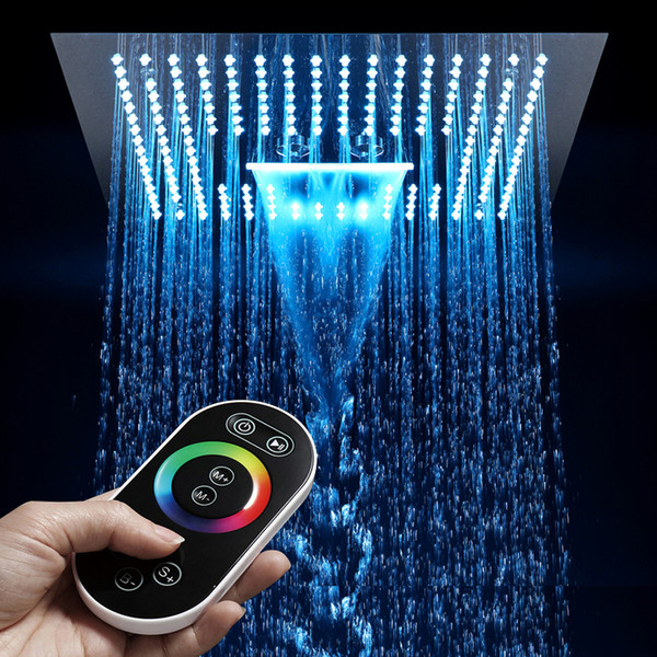 16 Inch 40cm Remote Control Light Rain Led Shower Head Without Shower Arm Bathroom More Colors LED Showerhead Misty Waterfall