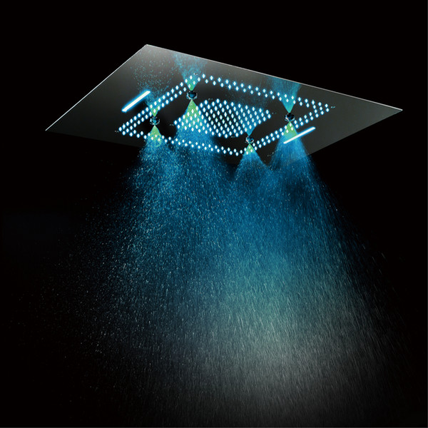 Luxury Concealed Ceiling Electric LED Shower Heads Rainfall Showerhead 600x800mm Waterfall,Misty Phone Control Colorful Showers