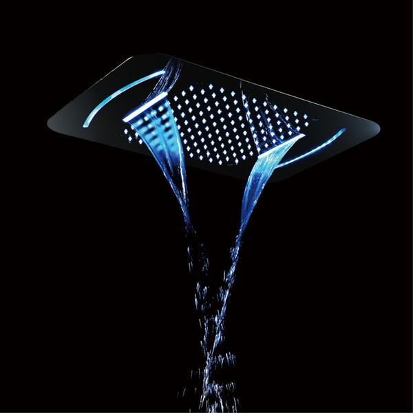 Luxury Shower Head LED Light SUS304 Showerhead 580*380mm Bathroom Shower Rainfall Waterfall Embedded Ceiling Mounted Shower