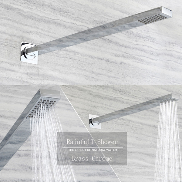 Wall Mounted Rectangle Copper Showerheads Like Shower Arms Shower Heads Rainfall 400mm Bathroom Showers Chrome Finished