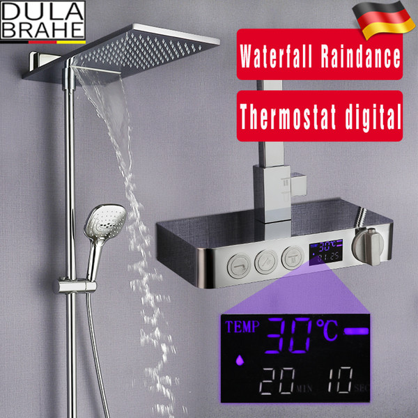 Bathroom Rain Shower Set Intelligent Mixer Faucet Smart Rain Wall Waterfall Temperature Thermostatic Shower Faucets